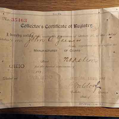 John G Zaenger Cigars Paperwork