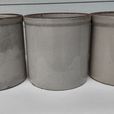 (3) White 1 Gallon Crocks