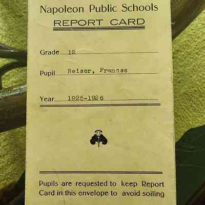 1925-26 NHS Frances Reiser Grade Card