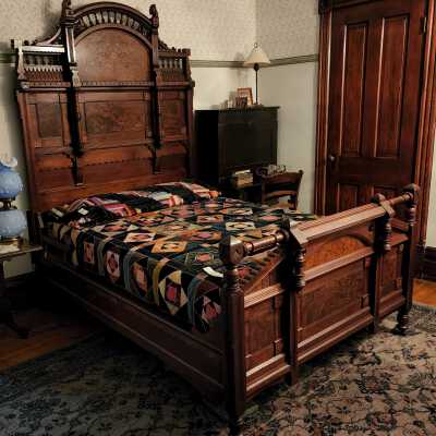 1880's Victorian Eastlake Walnut Bed