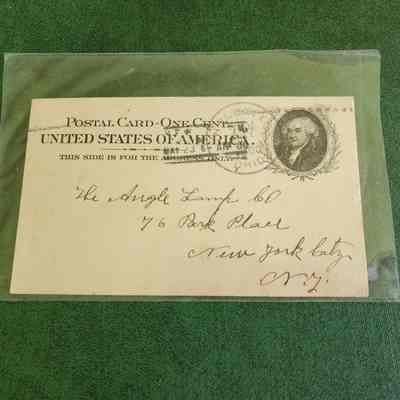 1900 Post Card to Angle Lamp Co from Rev. AM Heam, Holgate, Ohio
