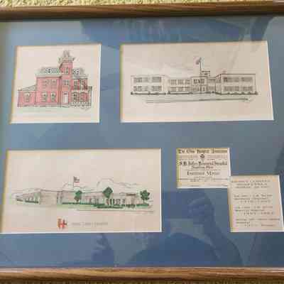 Bob Heft Artwork: Heller-Memorial Hospital in Three Stages, Framed & Matted