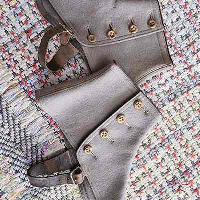 Dove Gray Wool Spats, Pair, 1900's