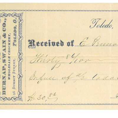 Receipt for Crockery in the Pennock Store