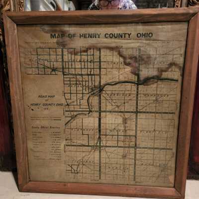 1914 Henry County Road Map, Framed