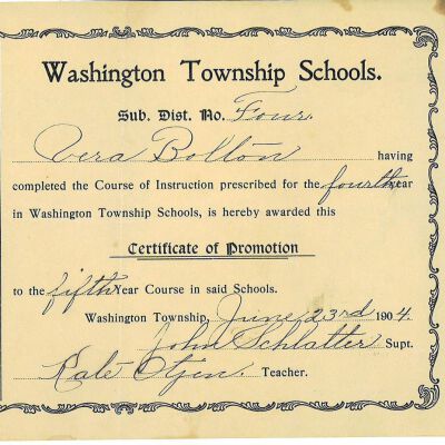 Certificate of Promotion to grade 5 of Vera Bolton