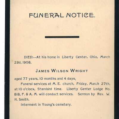 Death Notice of James Wilson Wright