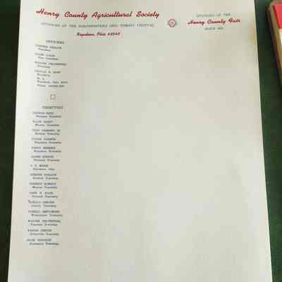 Henry County, Ohio Agricultural Society Letterhead