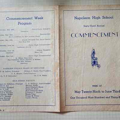 1938 NHS Commencement Program