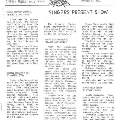 Liberty Center School Tiger Tales - October 22, 1932