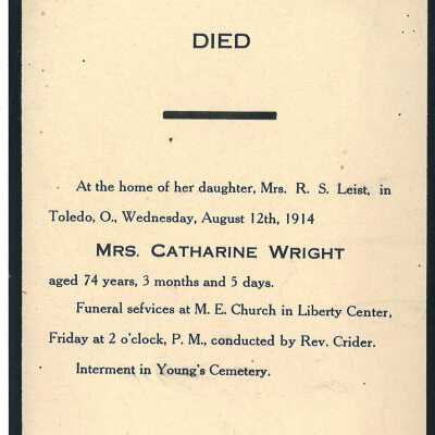 Death Notice Catherine Wright