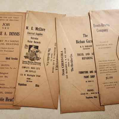 Heavy Post Card Paper Title Envelopes with Local Advertising, (4)