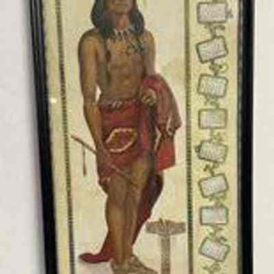Framed Photo of an Indian and 1914 Calendar from the A.Z. Bryan, Jr. Hardware Store