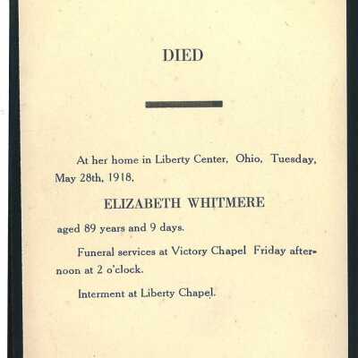 Death Notice of Elizabeth Whitmere