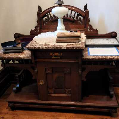 Eastlake Commode, (3) pieces Brown Marble