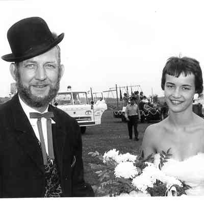 Bob Bartels with Unidentified Beauty Contestant at the 1960 Beard Contest held in Liberty Center