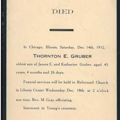 Death Notice of Thornton E. Gruber