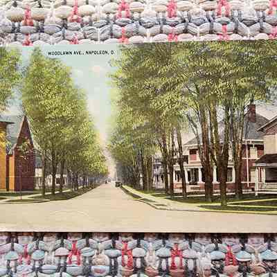 1912, Looking West on Woodlawn Avenue, Napoleon, Post Card