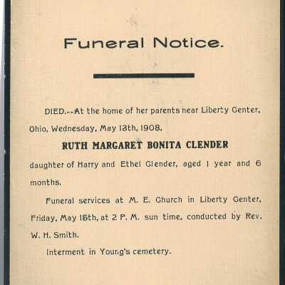 Death Notice of Ruth Margaret Bonita Clender