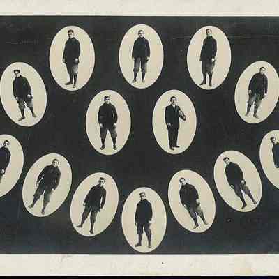 1912 Postcard of 14 Football Players
