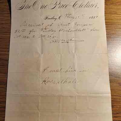 1887 Rosenthal Receipt