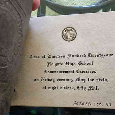 1921 Holgate School Commencement Program
