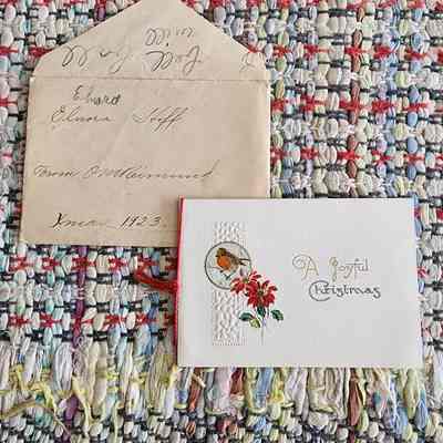 1923 Christmas Card & Envelope to Elnora Hoff from OM Reimund