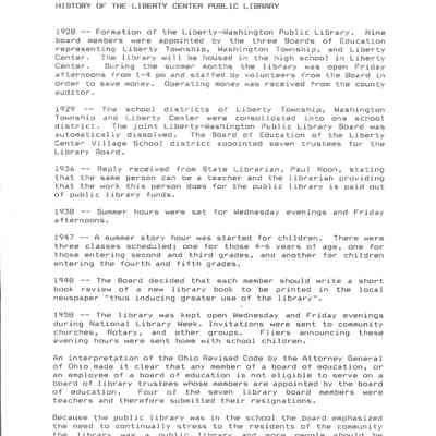 History of The Liberty Center Public Library - 1928-1959
