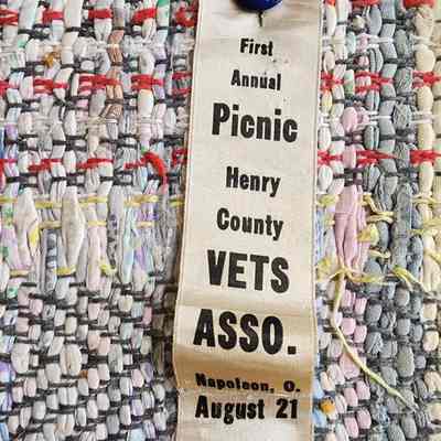 1st Annual Picnic, Henry County Veterns Association, 1932 Ribbon, 1933 Founders Early Bird Badge attached