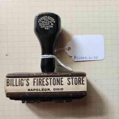 Billig's Firestone Store, Hand Stamp, Napoleon