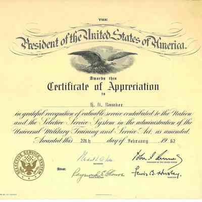 H.B. Romaker Selective Service Citation