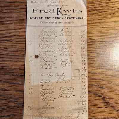 1892 Fred Kwis Staple & Fancy Grocery Bill
