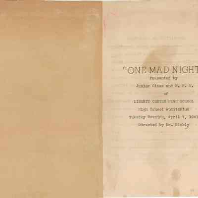 Program of Liberty Center High School Play "One Mad Night" by the Junior Class and F.F.A. Chapter, April 1, 1941