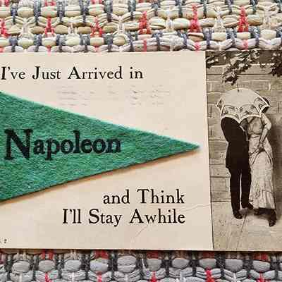 1912 Novelty Postcard, Felt Pennant, Napoleon, Ohio Post Card