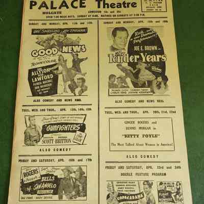 Holgate Palace Theatre Movie flyer, 40's: Joe E. Brown