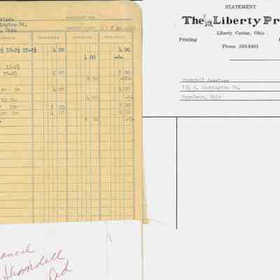 Invoice from The Liberty Press to Shondell Jewelers in Napoleon, Ohio, December 13, 1963