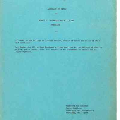 Property Abstract Dated 1959 for Norris E. & Willo Mae Beilharz