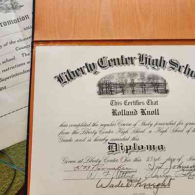 Liberty Center Diploma, 1939, Rolland Knoll