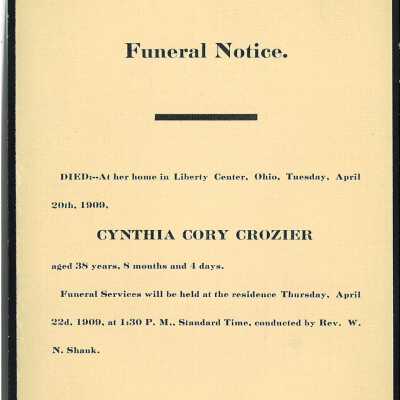 Death Notice of Cynthia Cory Crozier