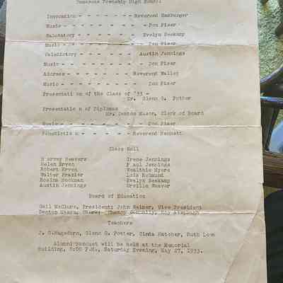 1933 Commencement Program, McClure, High School