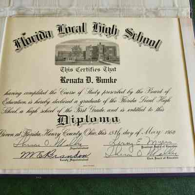 1950 Florida Diploma, Renata Bunke