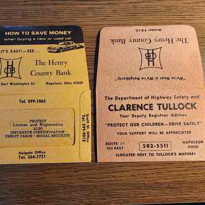 (2) Henry County Bank ID/Card Protectors Encelopes