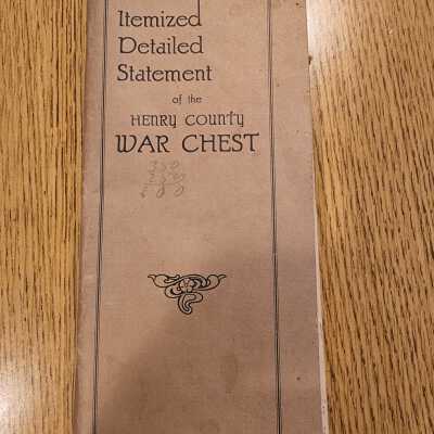 Itemized, Detailed Statement of the Henry County War Chest Brochure, 1920