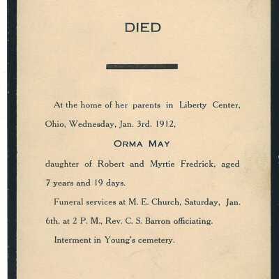 Death Notice of Orma May