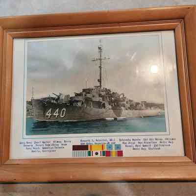 Framed Photograph of the USS McReynolds DE440) Navy Destroyer Escort