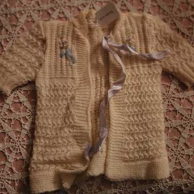 Knitted, Embellished Baby Sweater, Ribbons