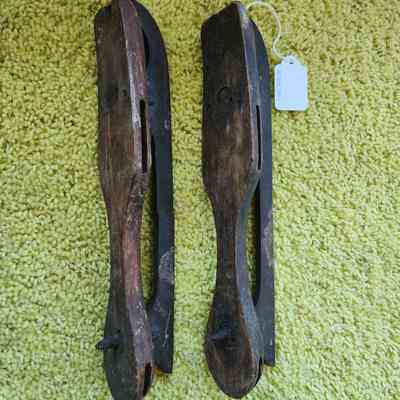 Wood Ice Skates, Missing Leather Straps