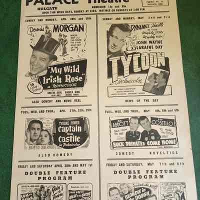 Holgate Palace theatre Movie Flyer, 40's