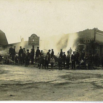 Postcard of Liberty Center after the fire in the 1920's