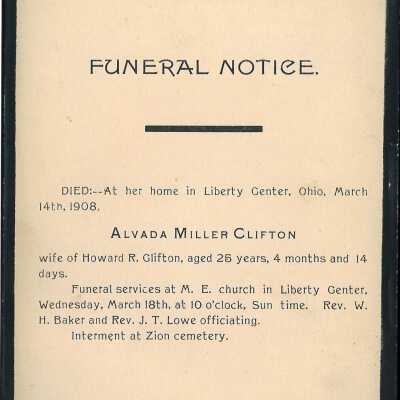 Death Notice of Alvada Miller Clifton